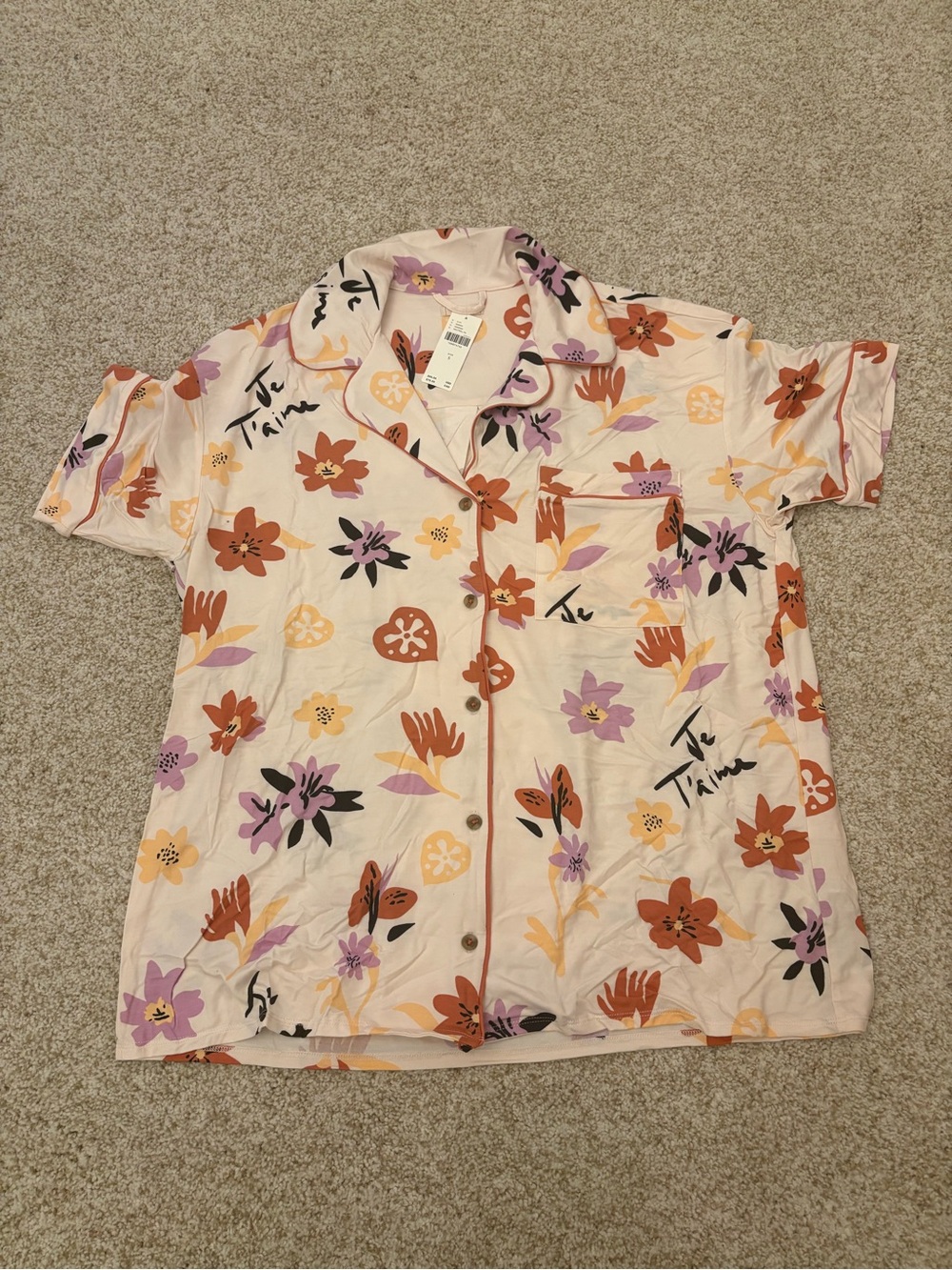 Anthro (LyreBird)  short sleeve pajama shirt